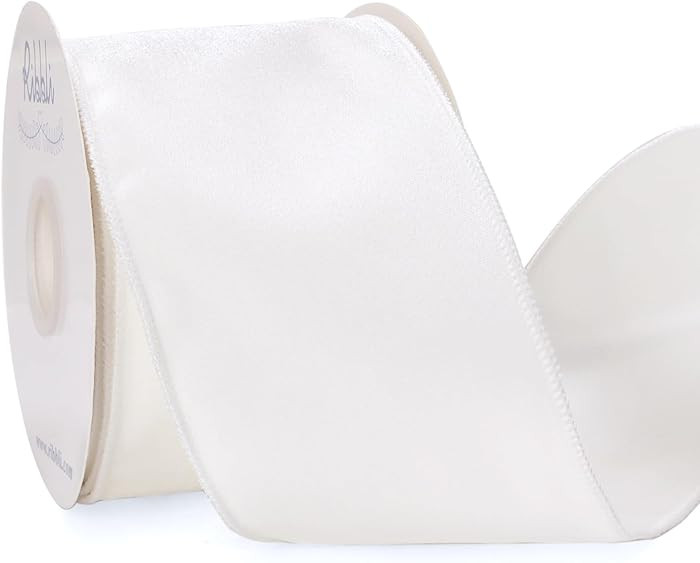 Ribbli White Velvet Wired Ribbon 4 Inch Velvet with Satin Christmas Ribbon for Gift Wrapping Chri... | Amazon (US)