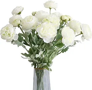 6PCS Artificial Ranunculus Flowers with Real Touch Stem Silk Ranunculus Flowers for Household Arr... | Amazon (US)