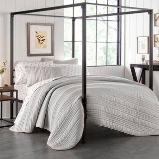Stone Cottage Whitehills 3-Piece Gray Solid Cotton King Quilt Set-USHSA91091233 - The Home Depot | The Home Depot