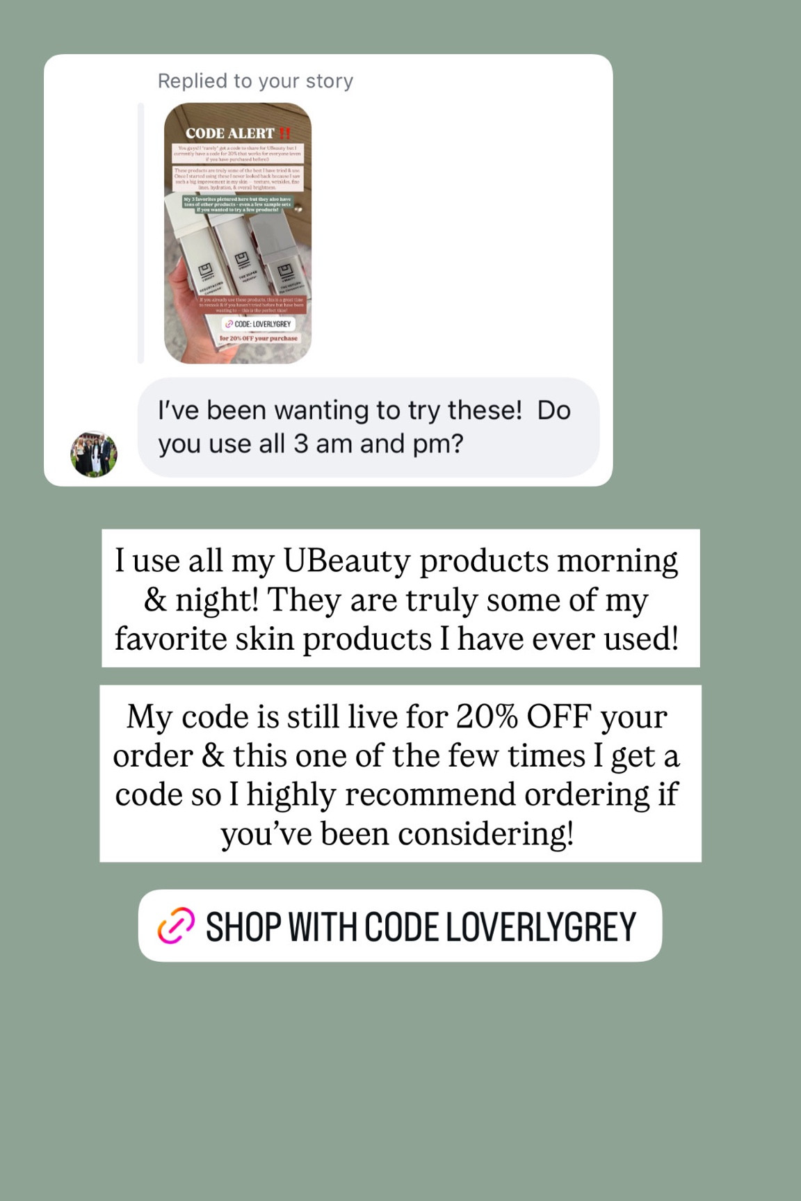 I still have a code going with @ubeauty ! Use code LOVERLYGREY for 20% off! These products have truly made a huge difference in my skin!

Loverly Grey, u beauty, skincare, skincare routine, self care 

#LTKselfcare #LTKBeauty