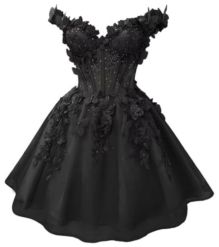A Line Short Homecoming Dress for Teens 3D Butterfly Off Shoulder Prom Dress Mini Formal Cocktail Gown | Amazon (US)