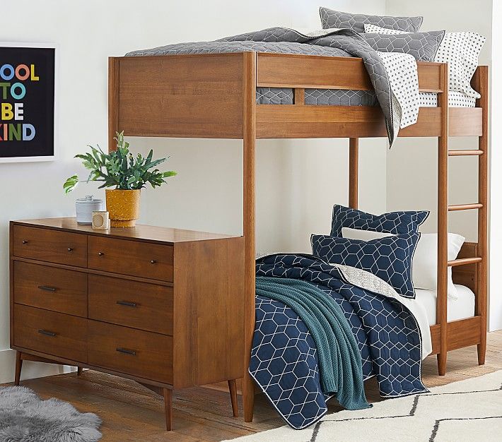 west elm x pbk Mid-Century Twin-over-Twin Bunk Bed | Pottery Barn Kids