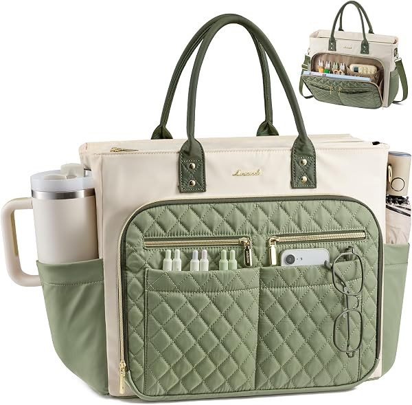 LOVEVOOK Tote Bag for Women, Teacher Nurse Work Laptop Bag, Quilted Bible Computer Shoulder Bag f... | Amazon (US)
