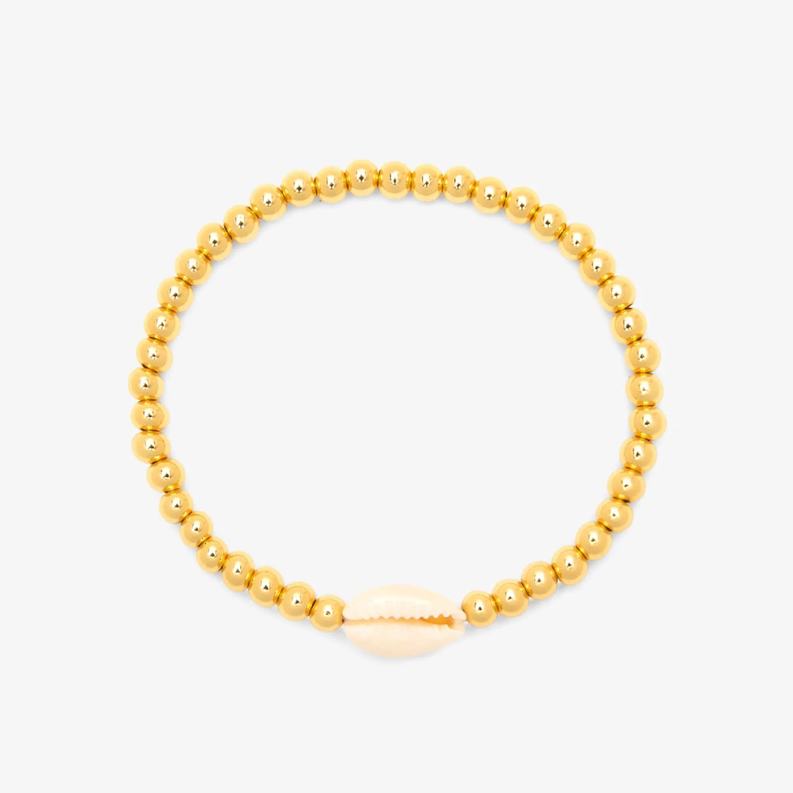 Cowrie Gold Bead Stretch Bracelet | Pura Vida Bracelets