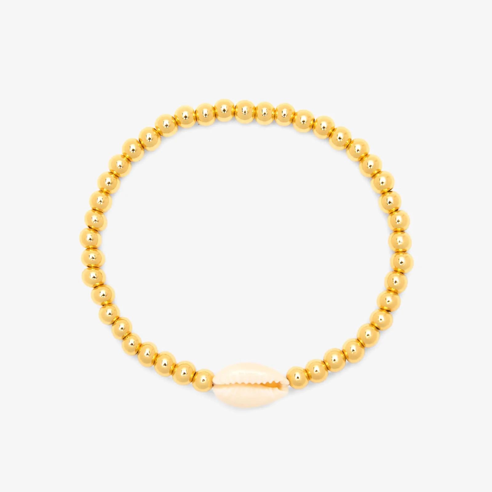 Cowrie Gold Bead Stretch Bracelet | Pura Vida Bracelets