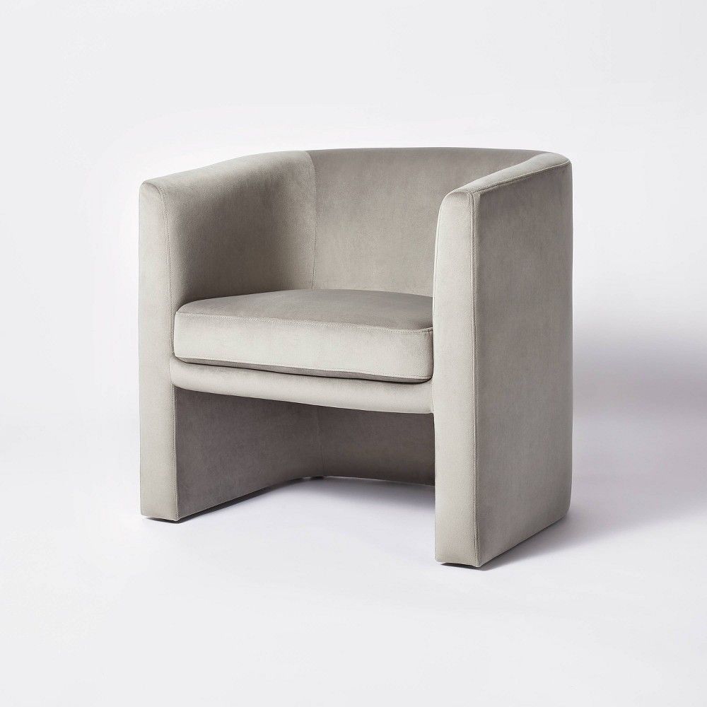 Vernon Upholstered Barrel Accent Chair Dark Gray Velvet - Threshold designed with Studio McGee | Target