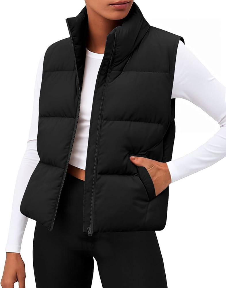 Zeagoo Women Puffer Vest Sleeveless Cropped Outerwear Warm Winter Lightweight Coat Stand Up Colla... | Amazon (US)