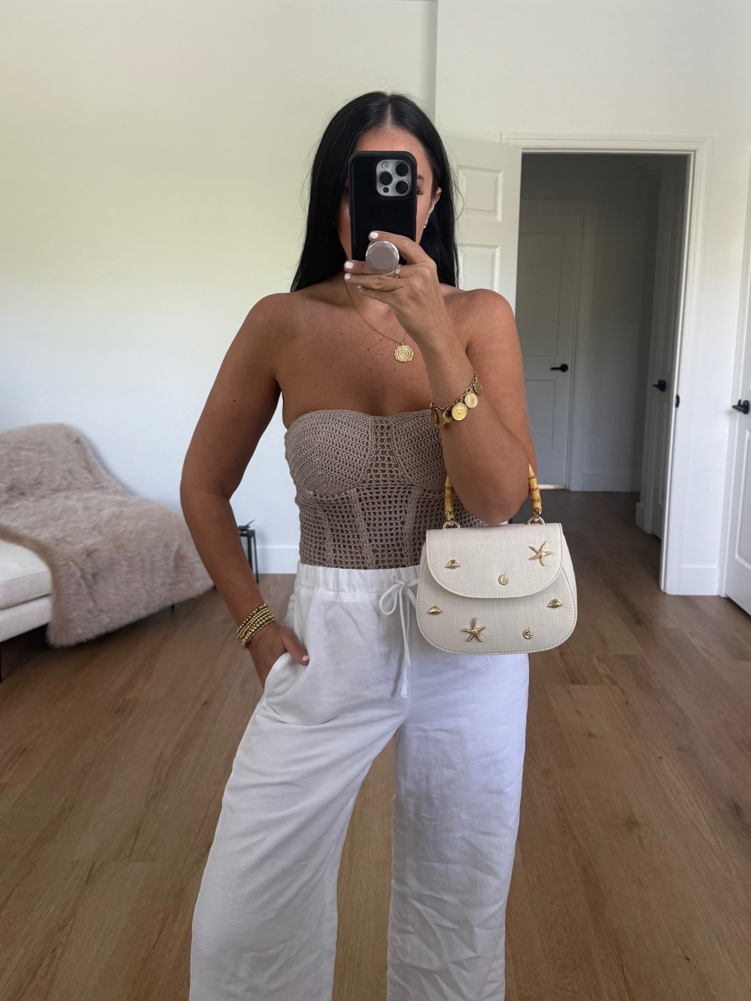 Want It All Open Stitch Strapless Bustier Top. Cruiselinen™ Lodge Pant
