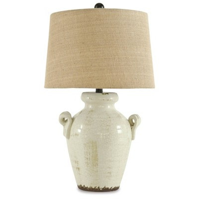 Emelda Ceramic Table Lamp Cream - Signature Design by Ashley | Target