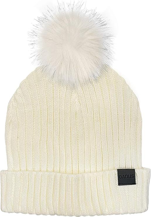 OADUS Women's Slouchy Winter Beanie Hat with Removable Faux Fur Pom | Amazon (US)