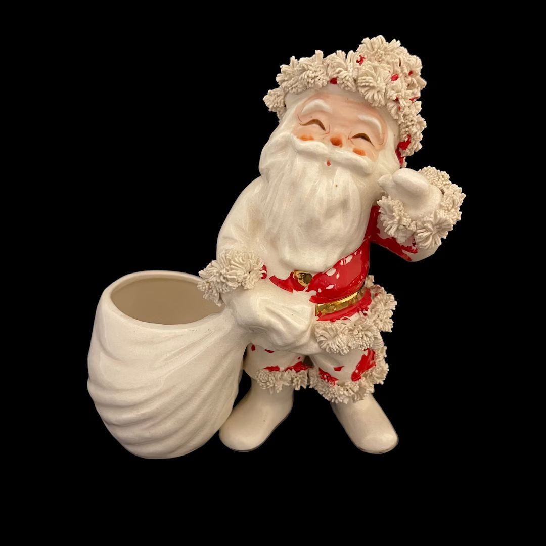 Napco Japan Ceramic Spaghetti Santa Claus With Bag Planter / - Etsy | Etsy (US)