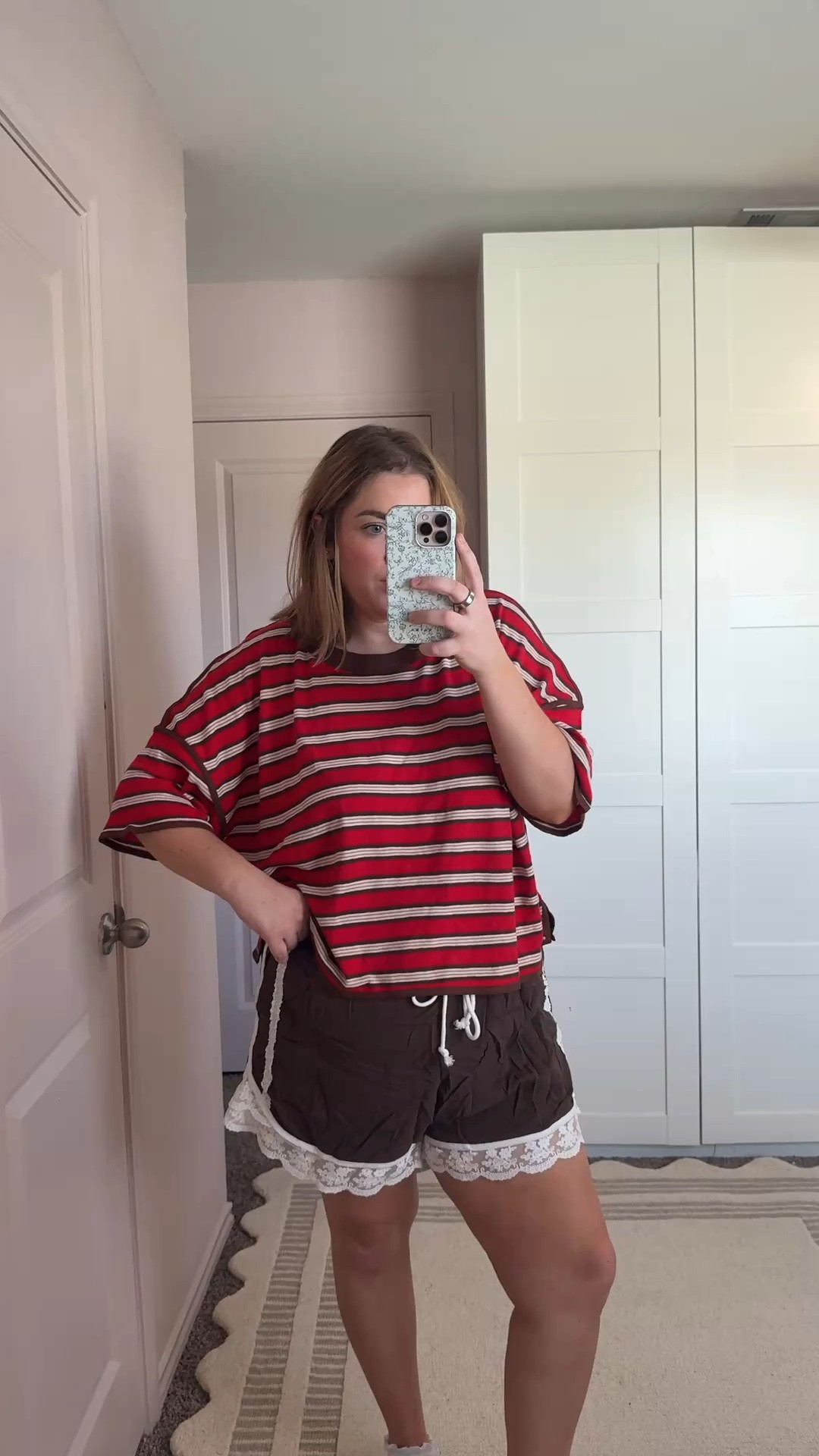 Perfect casual early fall outfit wearing xl in shorts and large in tee

#LTKMidsize #LTKootd