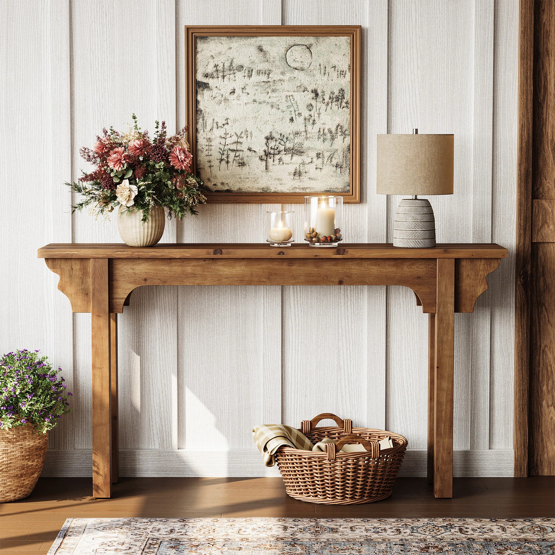 63" Mid-Century Modern Solid Wood Console Table for Entryway, Living Room, Hallway, Foyer | Wayfair North America