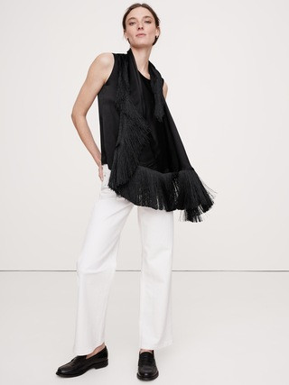 Silky-Crepe Fringe Top | Banana Republic (US)