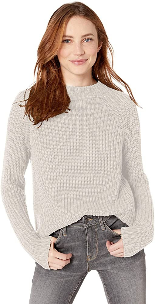 Goodthreads Women's Relaxed-Fit Cotton Shaker Stitch Mock Neck Sweater | Amazon (US)