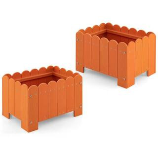 2-Pack Plastic Rectangular Planter Box with Drainage Gaps for Front Porch Garden Balcony | The Home Depot