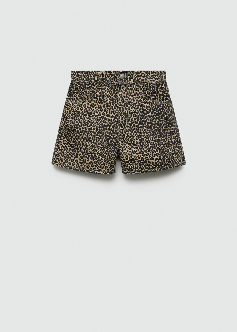 Leopard-print straight shorts | MANGO (UK)