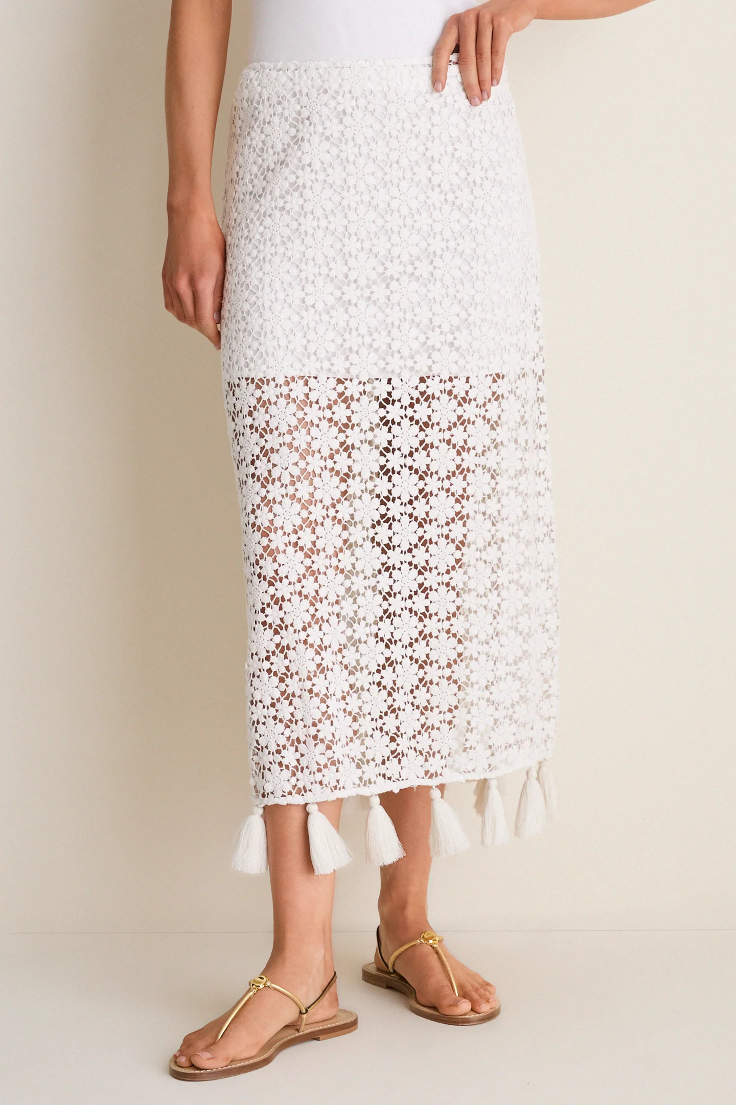 Cream Valeska Tassel Column Skirt | Tuckernuck (US)