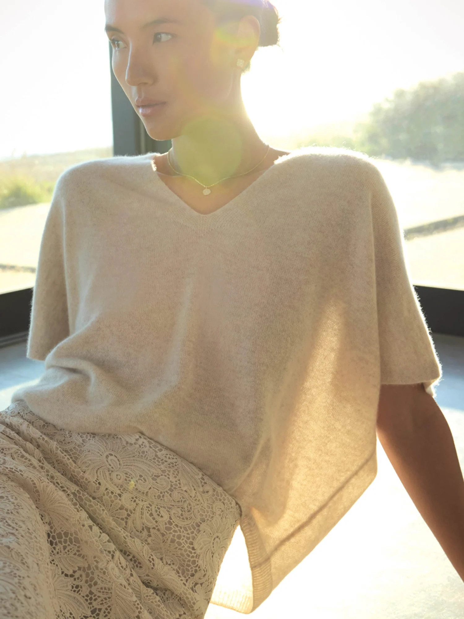 Women's Ophi Cashmere Vee in Stone | Brochu Walker | Brochu Walker