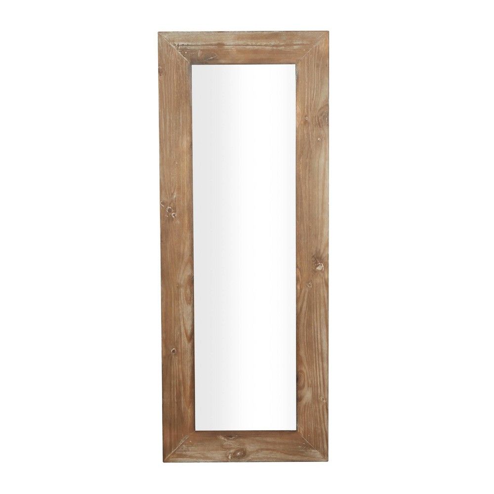 60.12"" x 16.75"" Rustic Wood Rectangle Decorative Wall Mirror Brown - Olivia & May | Target