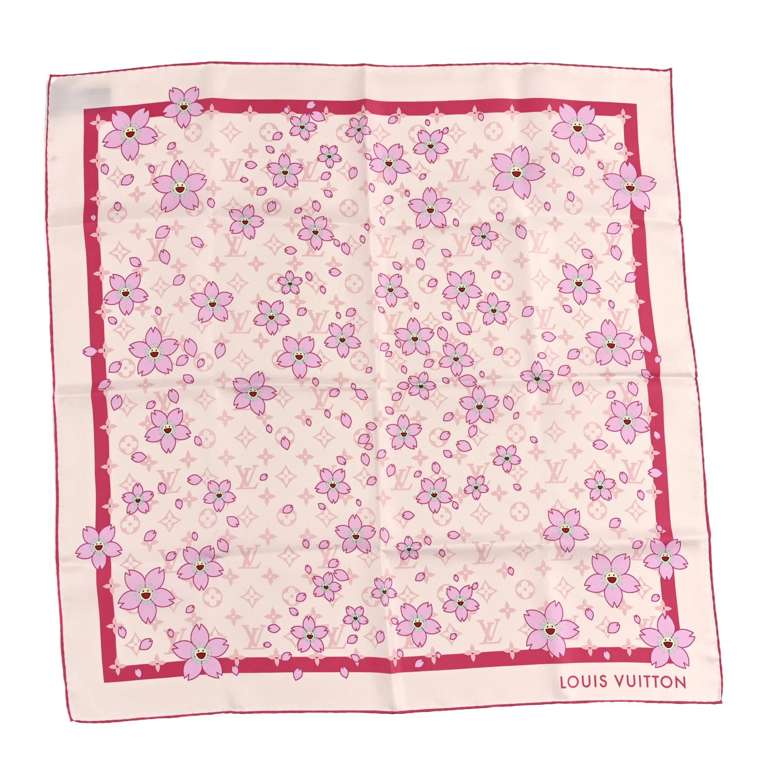 Louis Vuitton LV X TM Silk Monogram Cherry Blossom Square 70 Scarf Pink 1848970 | FASHIONPHILE (US)