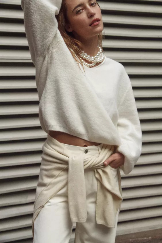 WOOL PUFF SLEEVE KNIT SWEATER | Zara UK