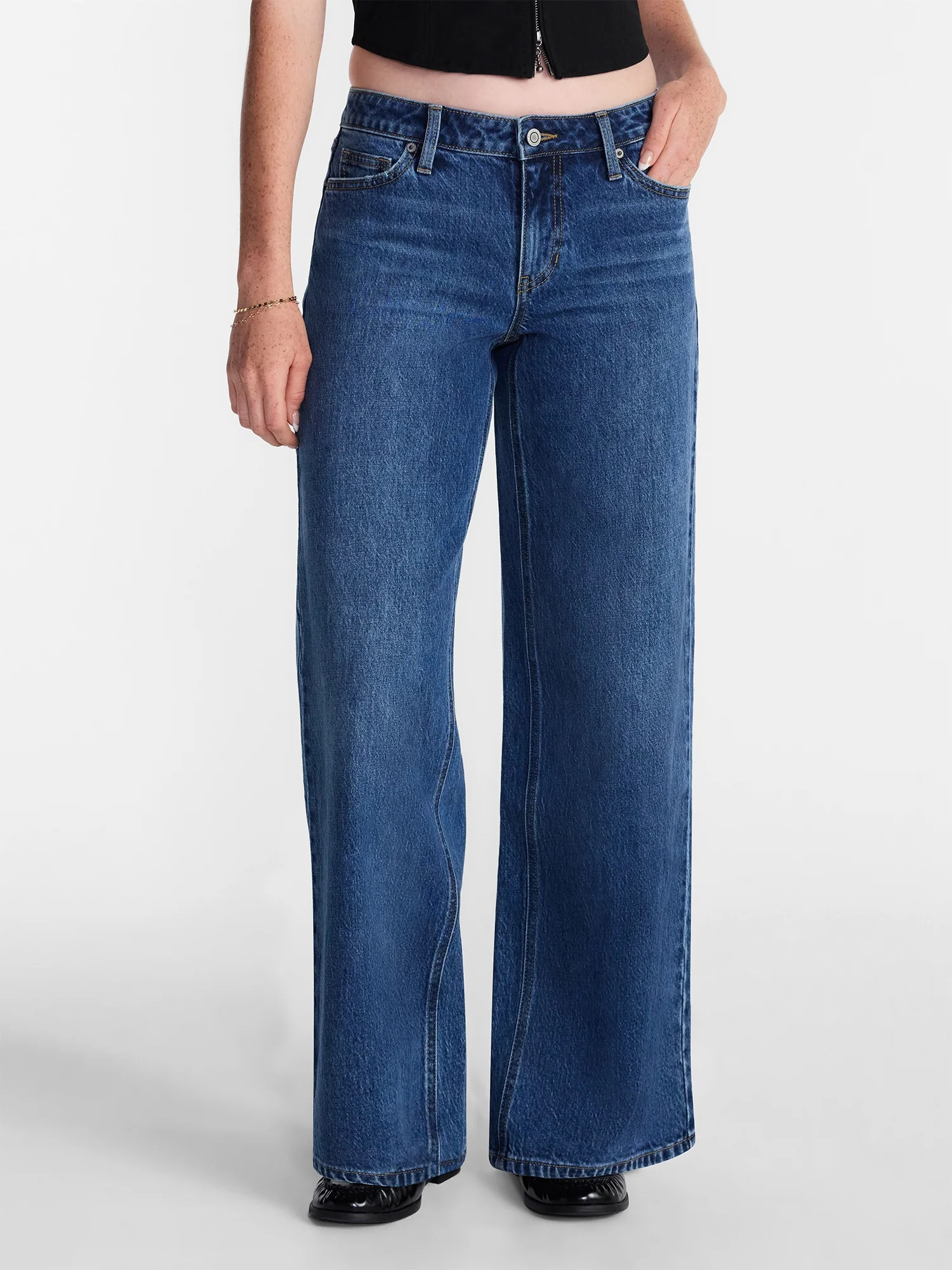 No Boundaries Mid Rise Baggy Jeans, 29", 31", 33" Inseams, Women'sand Women's Plus Sizes 00-24W | Walmart (US)