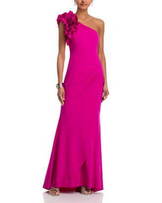 AQUA One Shoulder Ruffle Crepe Gown - Exclusive | Bloomingdale's Women | Bloomingdale's (US)
