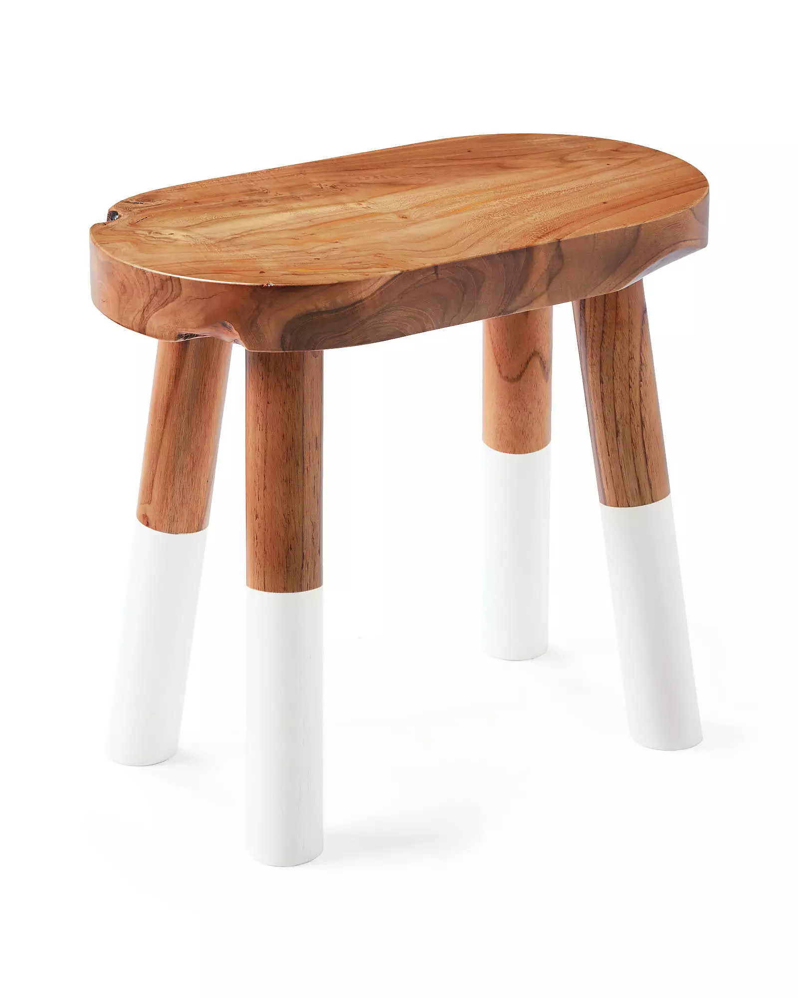Dip-Dyed Oval Stool – White | Serena and Lily