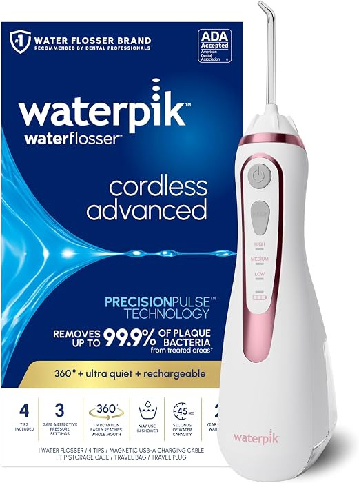 Waterpik Cordless Advanced 2.0 Water Flosser For Teeth, Gums, Braces, Dental Care With Travel Bag... | Amazon (US)
