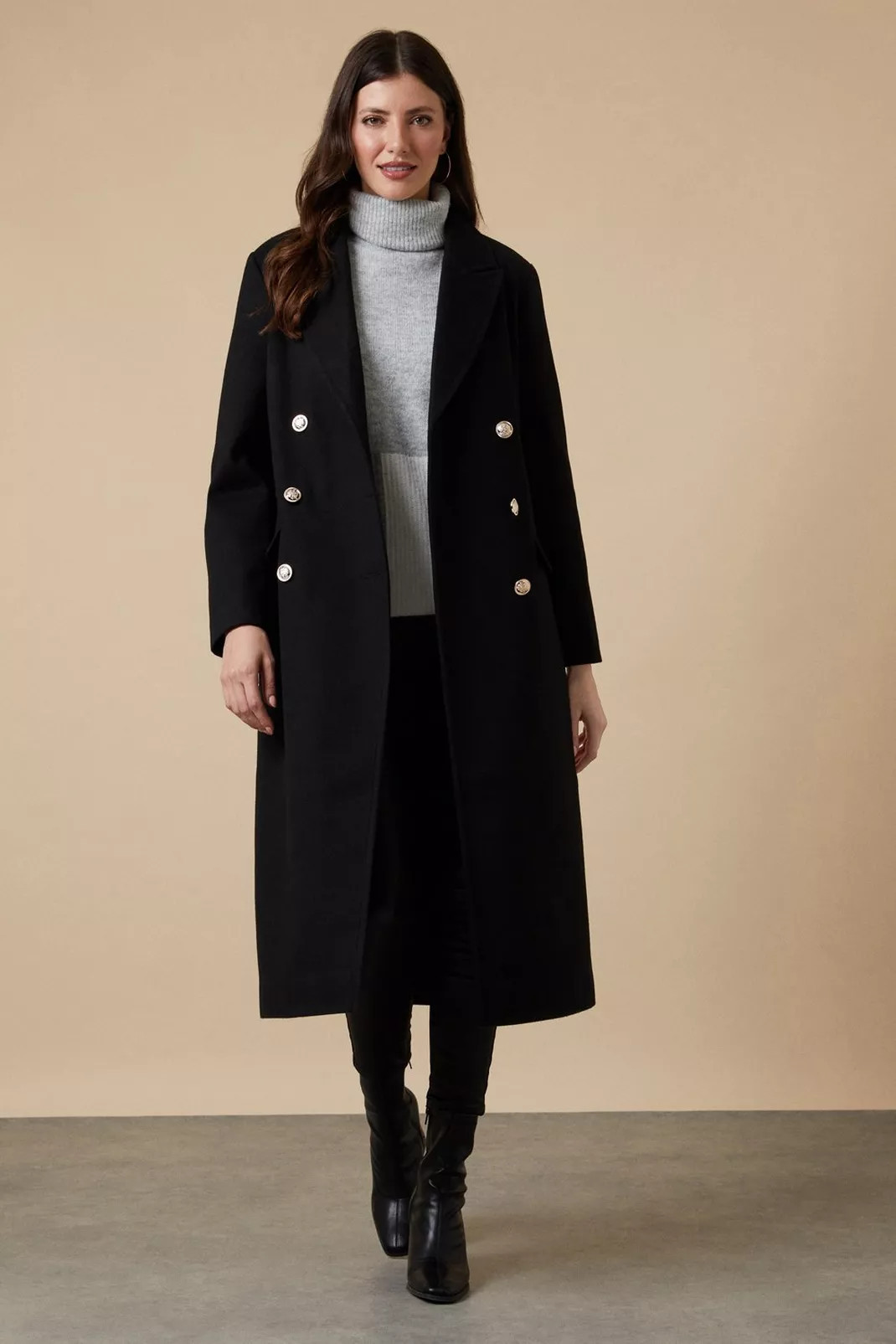 Twill Longline Military Coat | Wallis UK