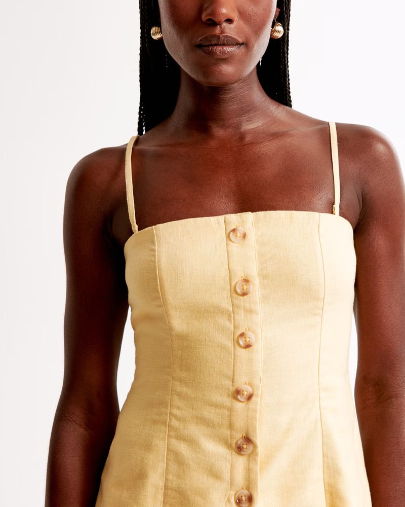 Women's Strapless Linen-Blend Button-Through Top | Women's | Abercrombie.com | Abercrombie & Fitch (US)