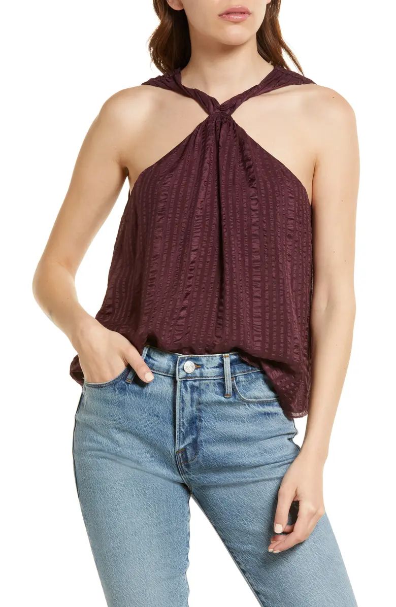 Draped Textured Silk Halter TopFRAME | Nordstrom