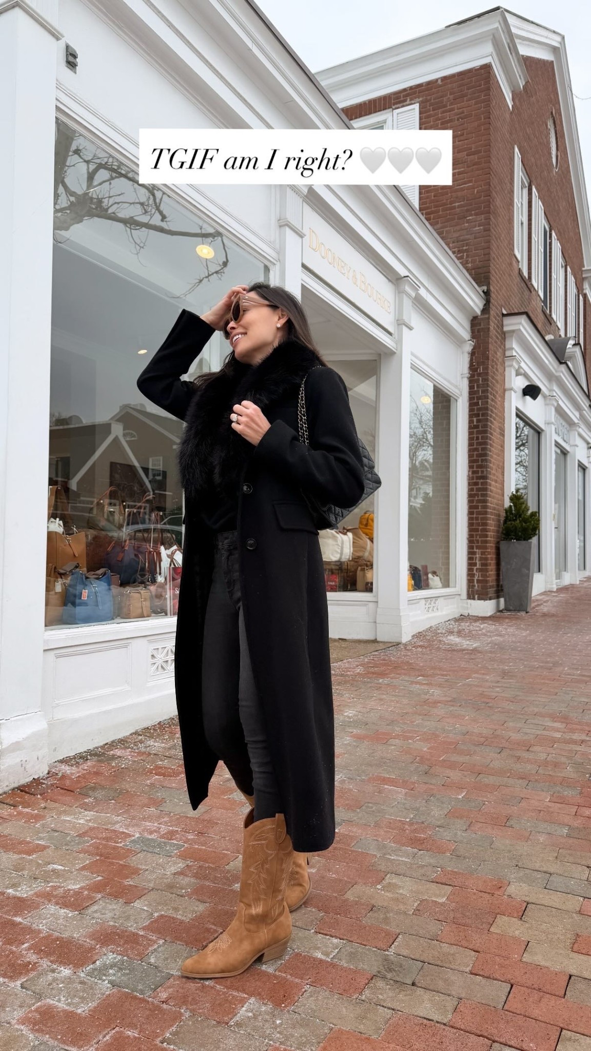 Winter outfit, black coat, cowboy boots. 

#LTKootd #LTKdayinmylife #LTKSeasonal