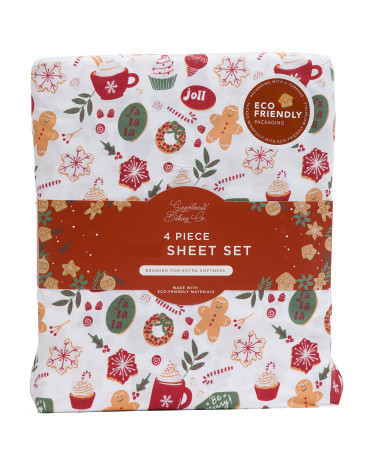 Christmas Cookies Sheet Set, Polyester | TJ Maxx