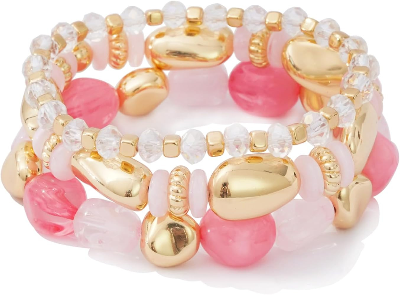 Boho Beaded Stretch Bracelets For Women Stackable Crystal Gold Plated Beaded Bracelets Set Trendy... | Amazon (US)