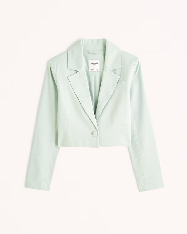 Cropped Linen-Blend Blazer | Abercrombie & Fitch (US)