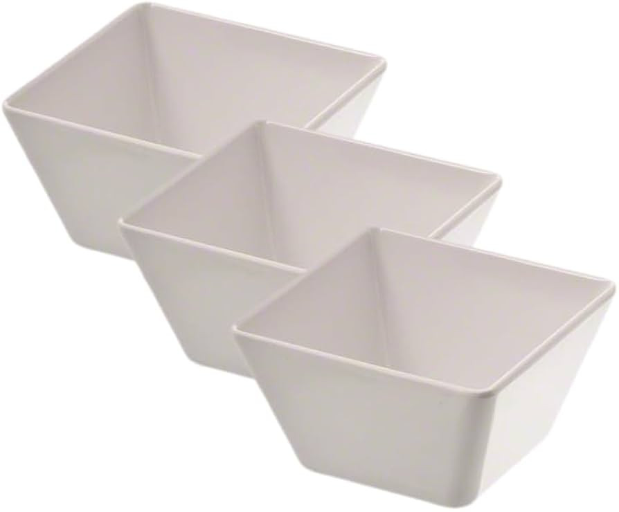 American Metalcraft MELSQ53 Endurance Melamine 5" Square Bowl, 23-Ounce, White (Pack of 3) | Amazon (US)