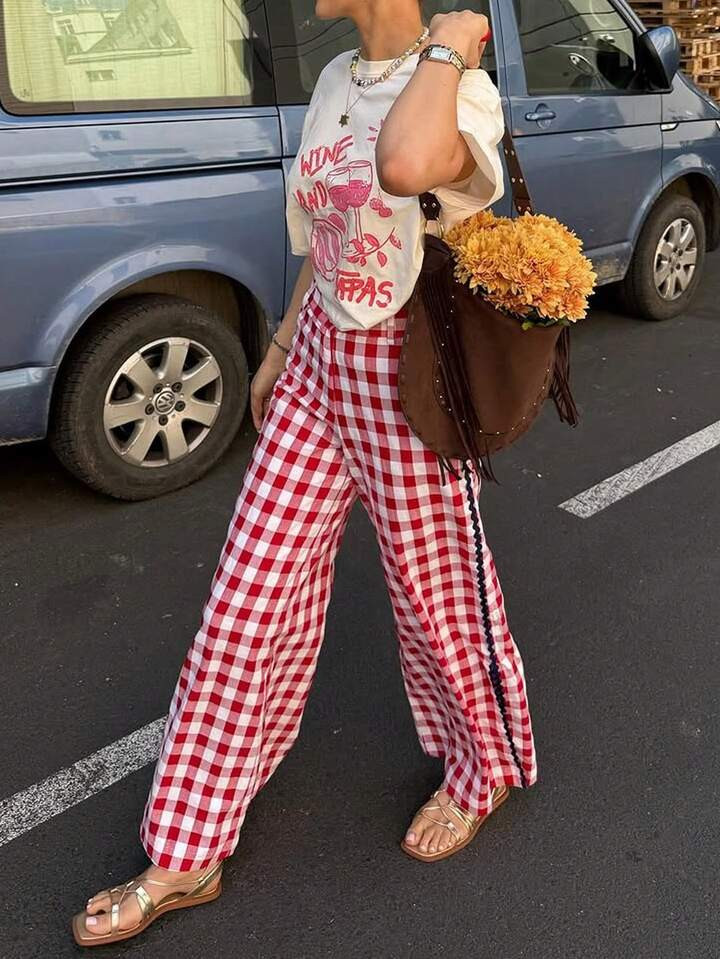 Gingham Plaid Pants | SHEIN