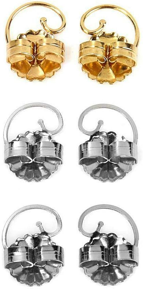 Levears 1 Pair Gold Plated Sterling Silver and 2 Pair Stainless Steel Earring Lifts | Amazon (US)