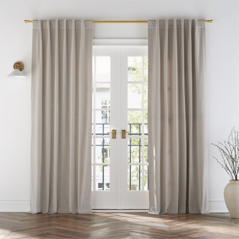 Warm Beige Cotton Velvet Window Curtain Panel with Lining 48"x96" + Reviews | Crate & Barrel | Crate & Barrel