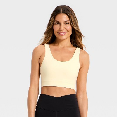 Women's Everyday Soft Medium Support Longline Sports Bra - All In Motion™ Light Yellow L | Target