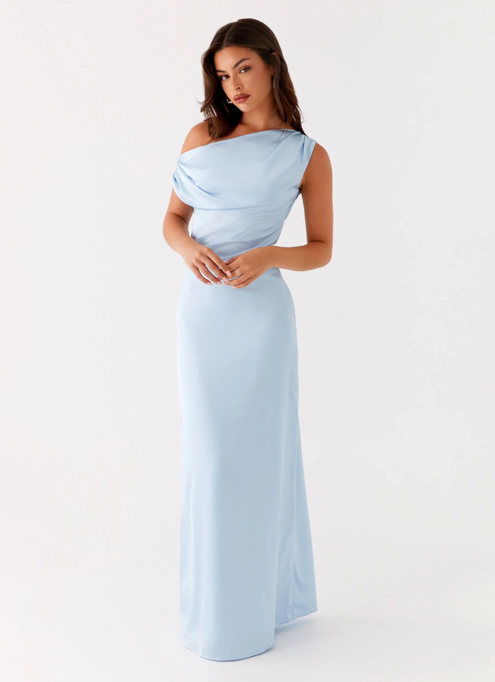 Heart Of Glass Satin Maxi Dress - Blue | Peppermayo (Global)