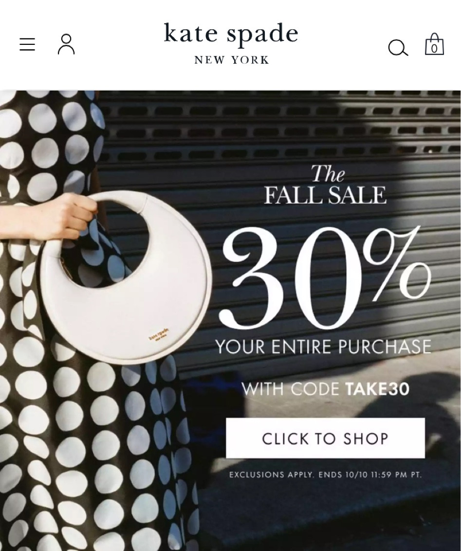 30% off Kate Spade 


#LTKHolidaySale #LTKsalealert #LTKitbag