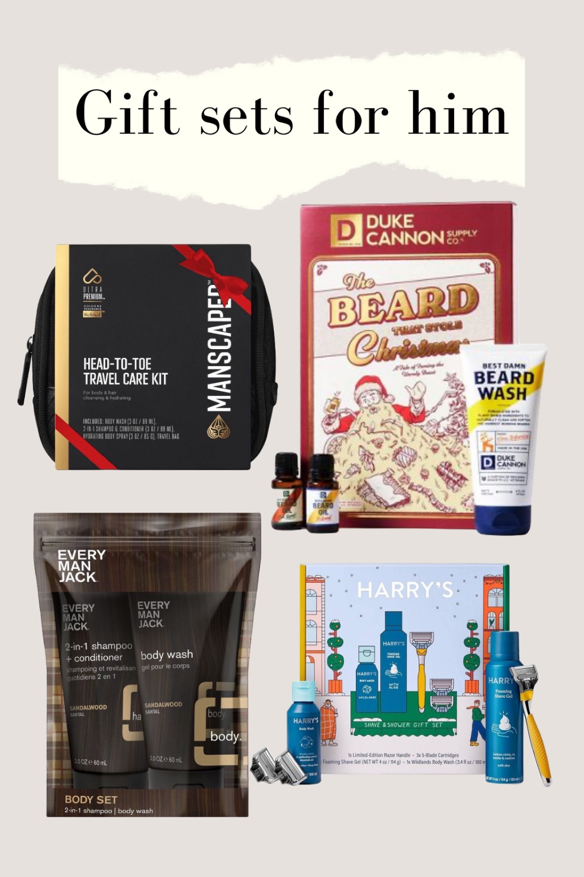 Gift sets for him 
Men's gifts 

#LTKGiftGuide #LTKmens #LTKHoliday