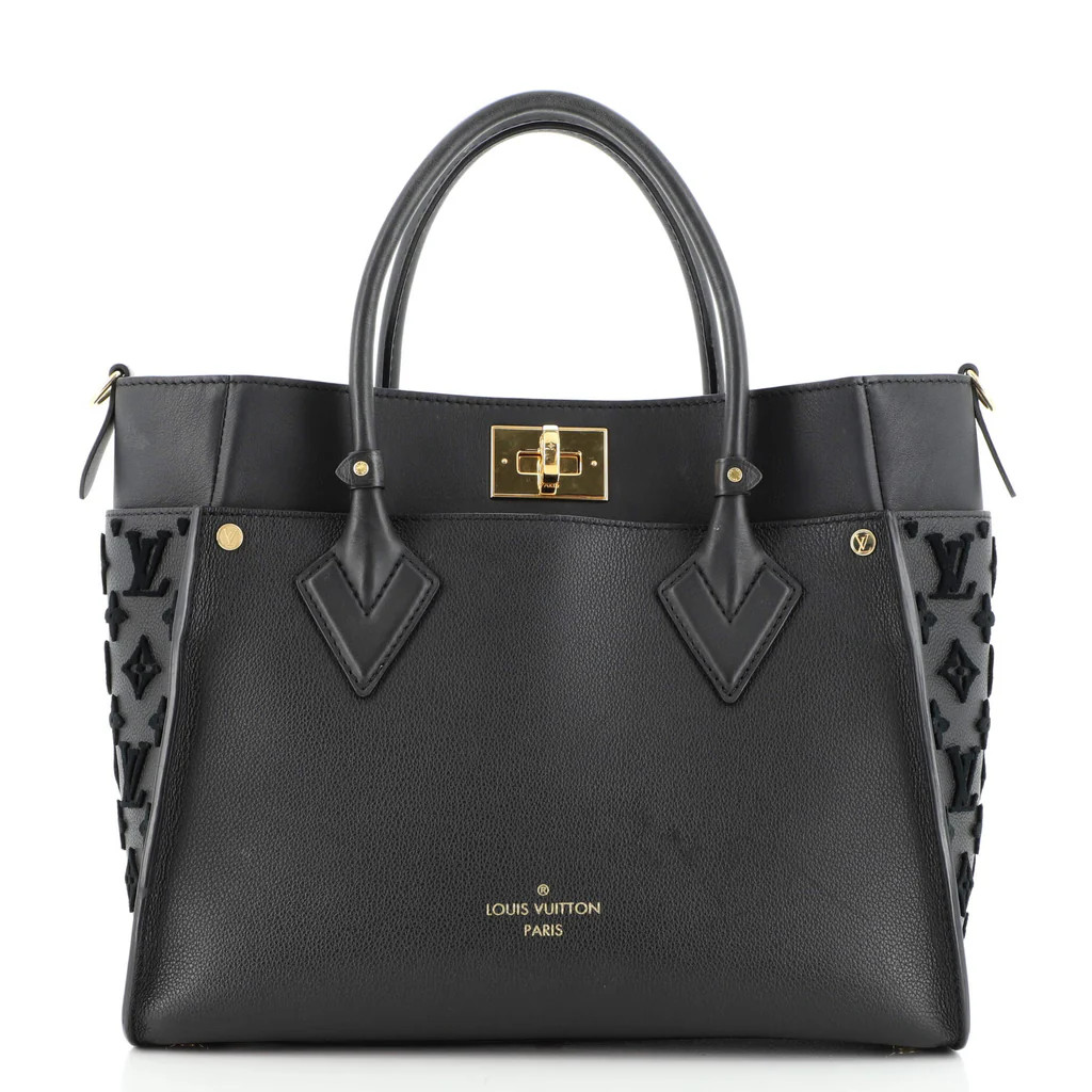 Louis Vuitton On My Side Tote Monogram Tuffetage Leather Black 1506781 | Rebag