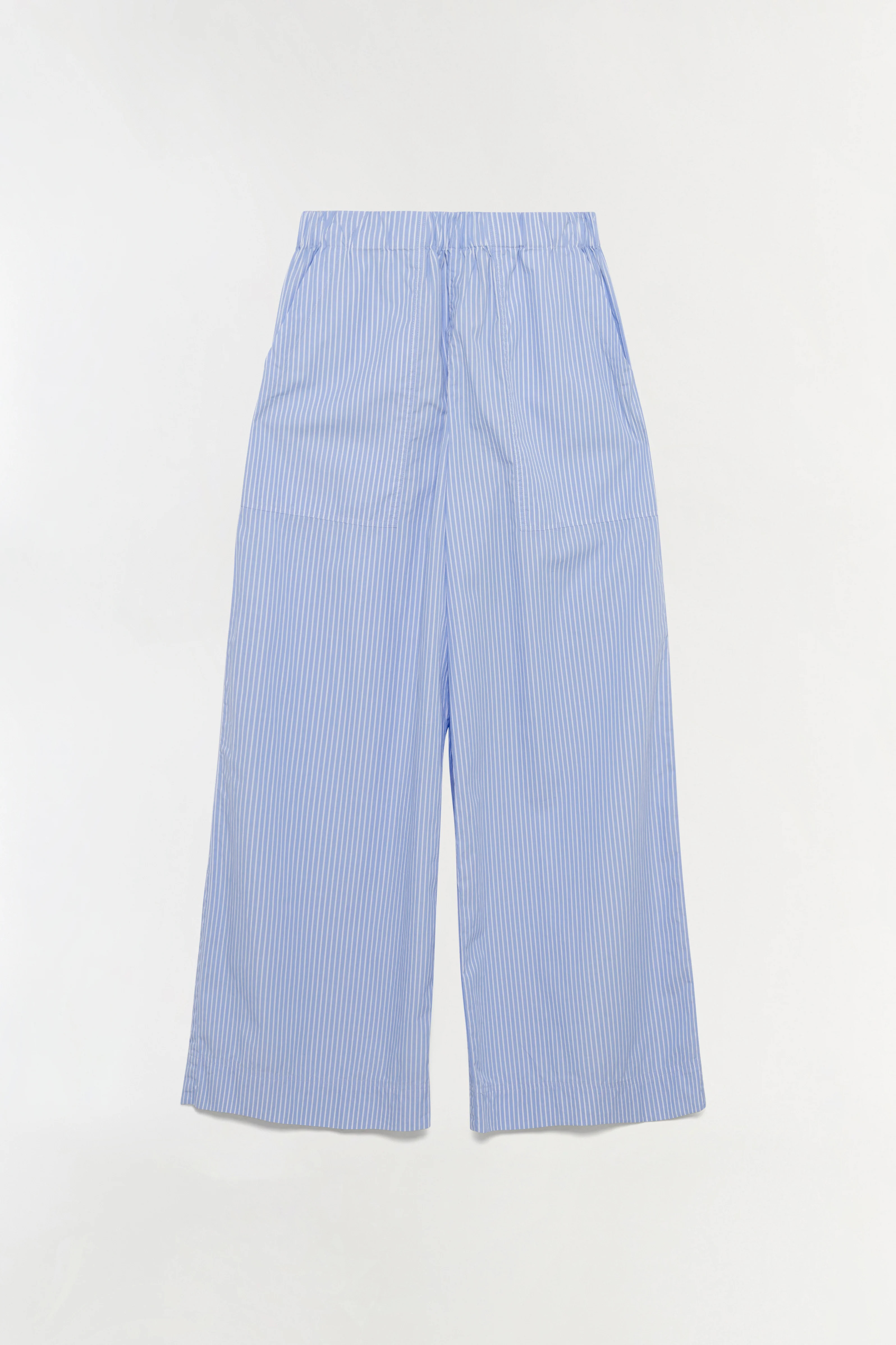 SIMKHAI Women's Wide Leg Arden Pull On Pant in Periwinkle Stripe, Cotton, Size Large | Simkhai