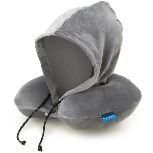 Brookstone Hooded Memory Foam Neck Pillow with Lightweight High Density Memory Foam for Travel - ... | Walmart (US)