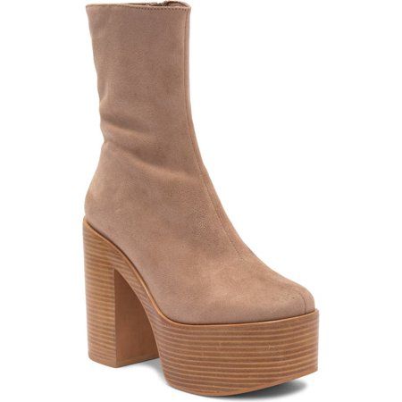 Jeffrey Campbell Mexique-3 Taupe Suede Platform Sock Block Heel Ankle Retro Bootie (10 TAUPE SUEDE T | Walmart (US)