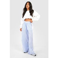 Womens Petite Textured Stripe Dsgn Studio Pants - Blue - 10 | boohoo (US & Canada)